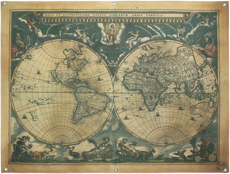 Vintage World Map Canvas Wall Tapestry